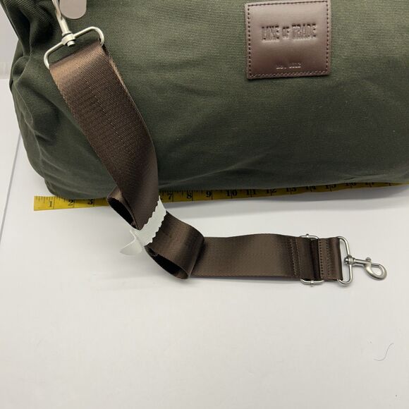 Canvas Weekender Bag Line of Trade No. 0312 Olive Green Duffel Tote W/Strap NWOT - Picture 6 of 13